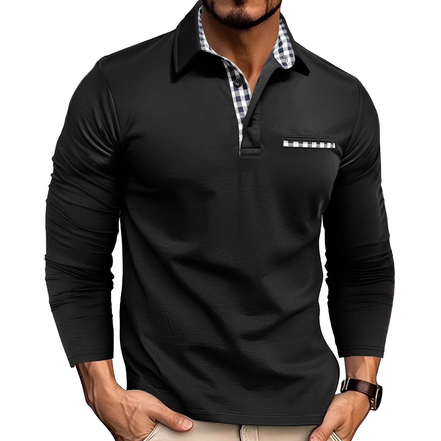 Grover - Elegantes Langarm-Poloshirt für Männer