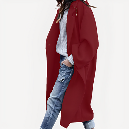 Camellia - Langer, bequemer Damen-Wollmantel