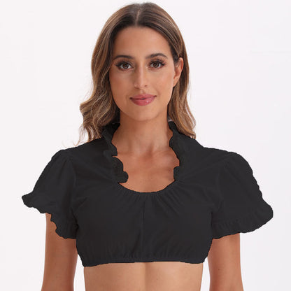 Leyla - Damen Oktoberfest-Bluse mit kurzen Ärmeln