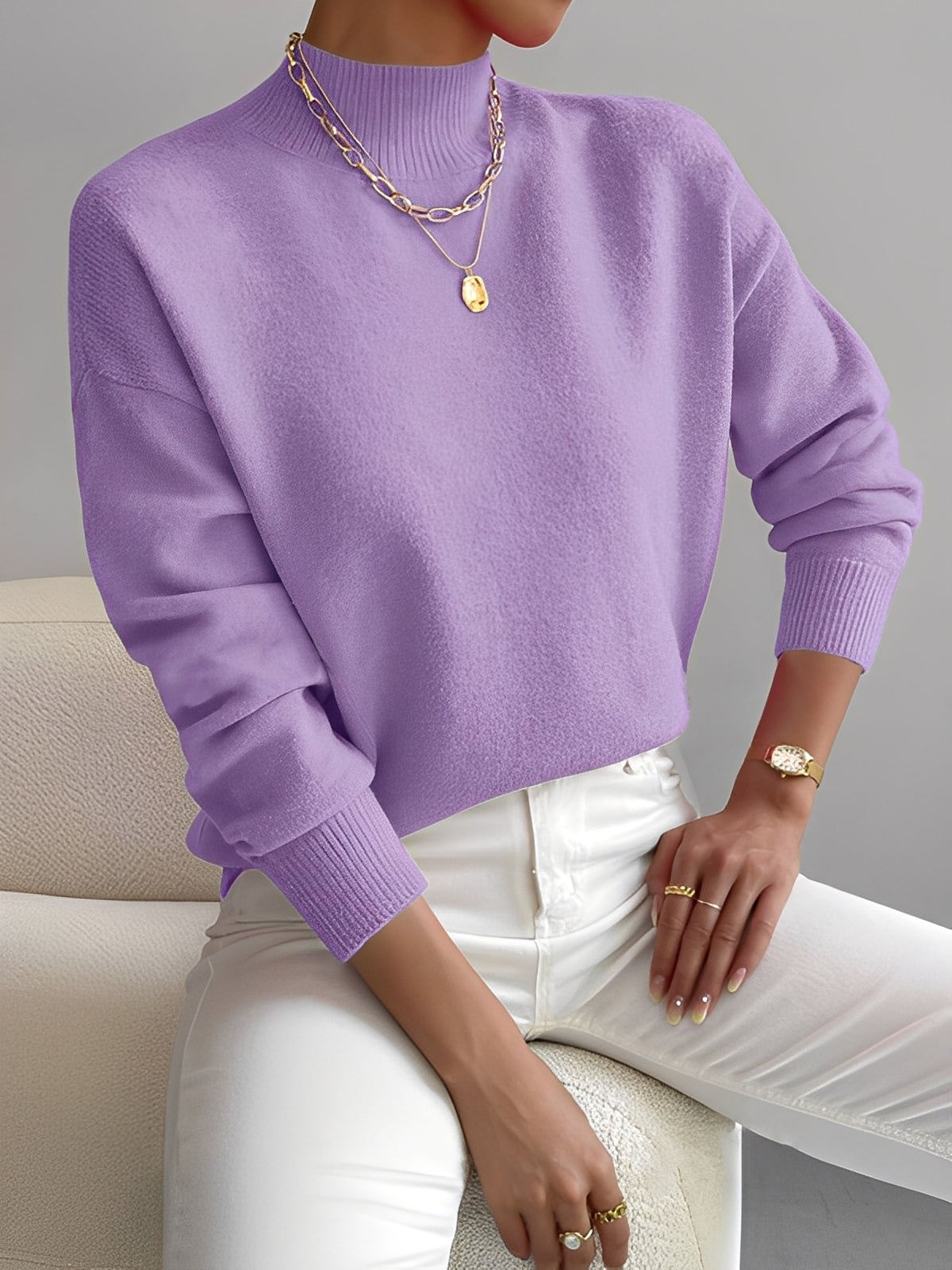 Roxana - Schicker Damenpullover mit Stehkragen