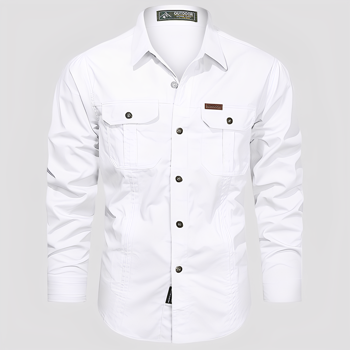 Ranulph - Bequemes Herrenhemd mit langen Ärmeln und Taschen