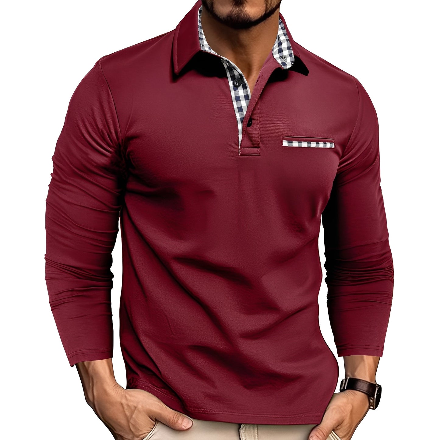 Grover - Elegantes Langarm-Poloshirt für Männer
