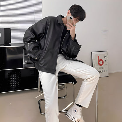 Lohan - Oversize-Leder-Bomberjacke für Herren