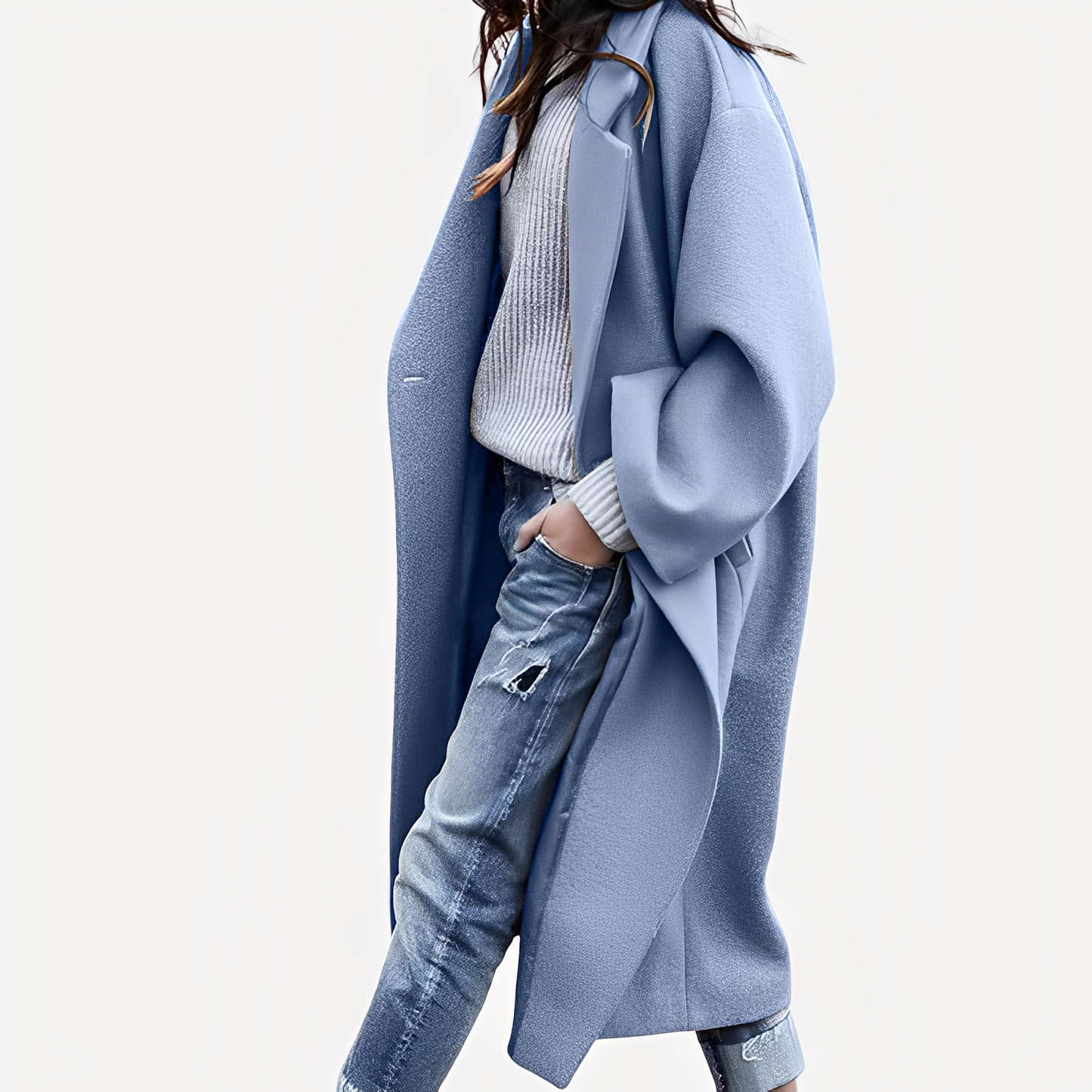 Camellia - Langer, bequemer Damen-Wollmantel