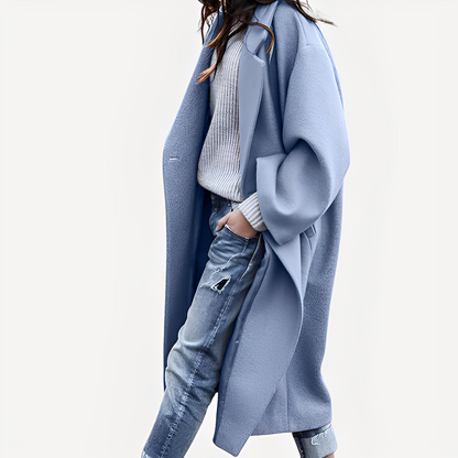 Camellia - Langer, bequemer Damen-Wollmantel