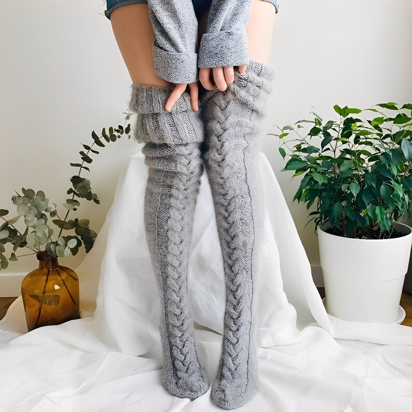 Hailee - Kuschelig warme, gestrickte Overknee-Socken für Frauen