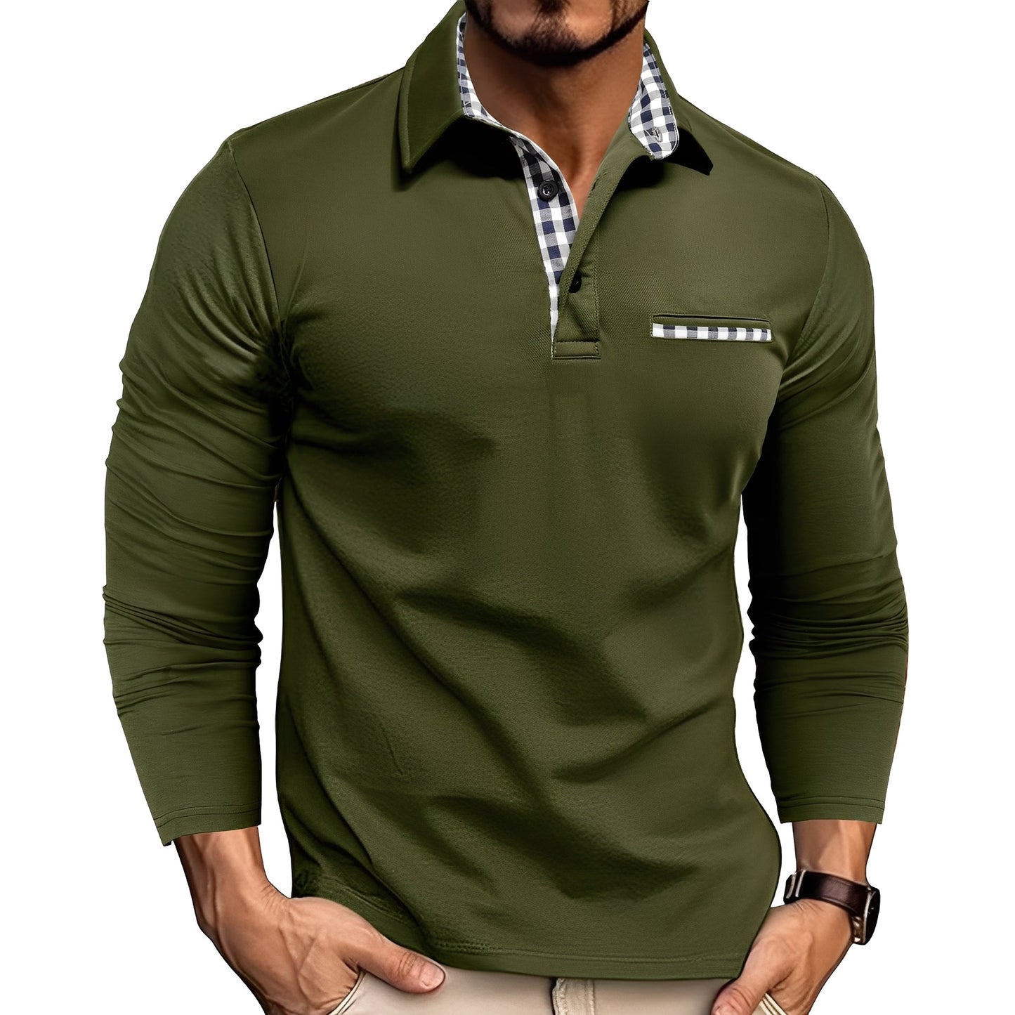 Grover - Elegantes Langarm-Poloshirt für Männer