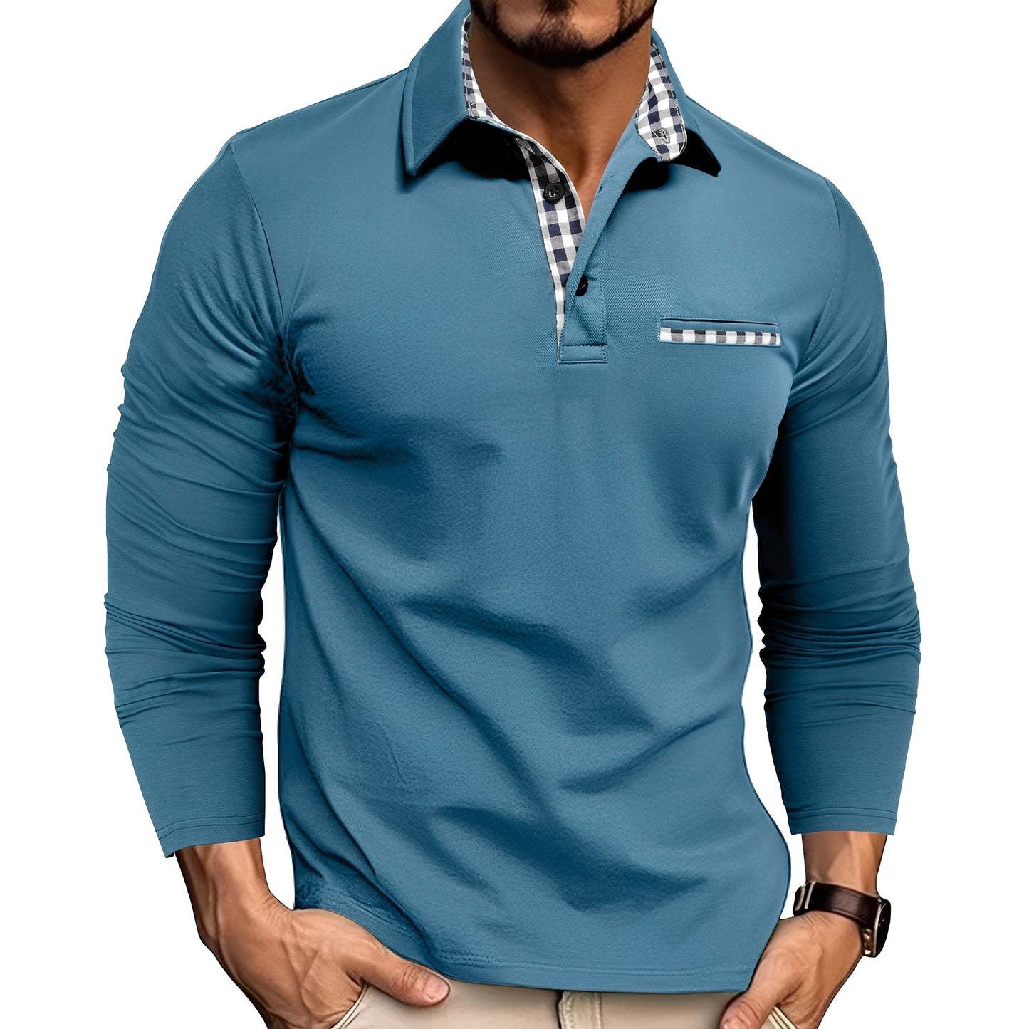 Grover - Elegantes Langarm-Poloshirt für Männer