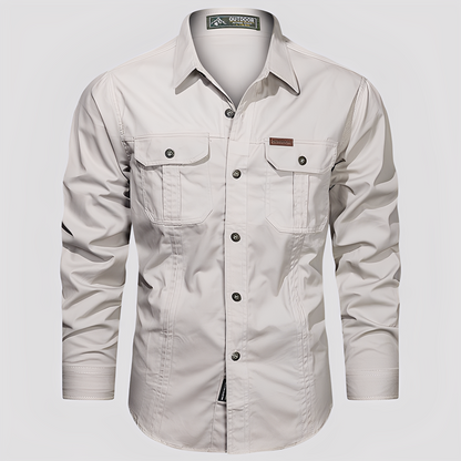 Ranulph - Bequemes Herrenhemd mit langen Ärmeln und Taschen