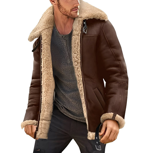 Jeffrey - Stilvolle Herren-Lederjacke mit warmem Sherpa-Futter